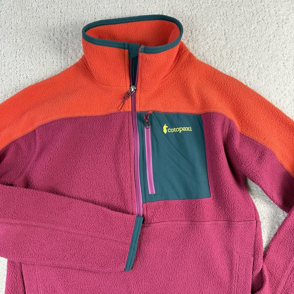 cotopaxi Orange & Magenta Fleece Pullover with Teal Chest Pocket